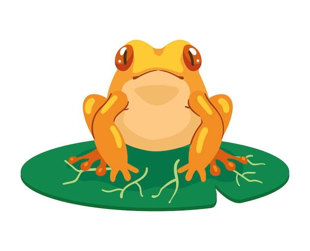 Free vector yellow frog floating in leaf