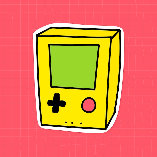 Free vector yellow game console sticker with a white border vector