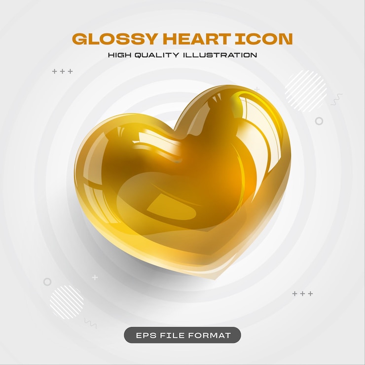 मुफ़्त वेक्टर yellow glossy heart icon 3d render illustration