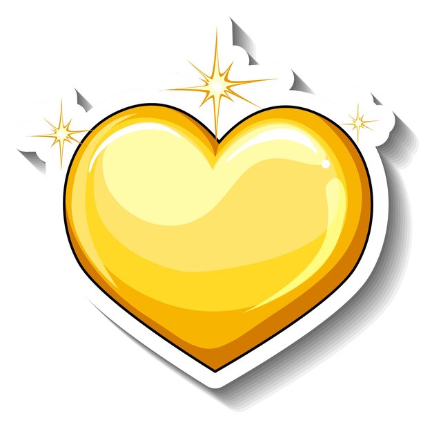 A yellow gradient heart cartoon sticker
