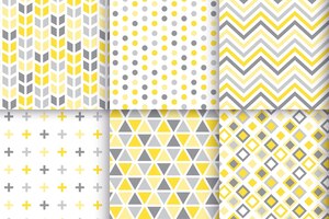 Free vector yellow and gray geometric pattern set