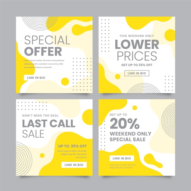 Free vector yellow and gray instagram post concept