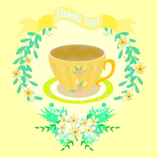 Free vector yellow greeting card with cup