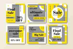 Free vector yellow and grey social media posts