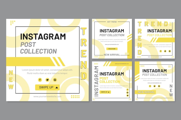 Free vector yellow and grey social media posts