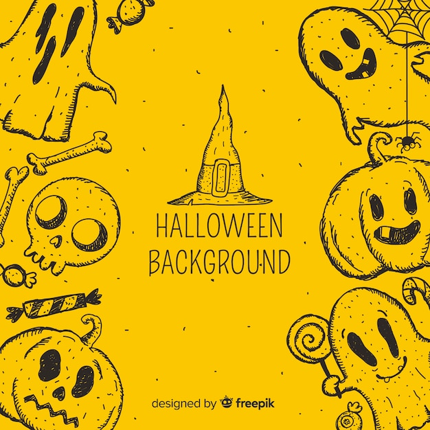 無料ベクター 黄色いハロウィンの背景