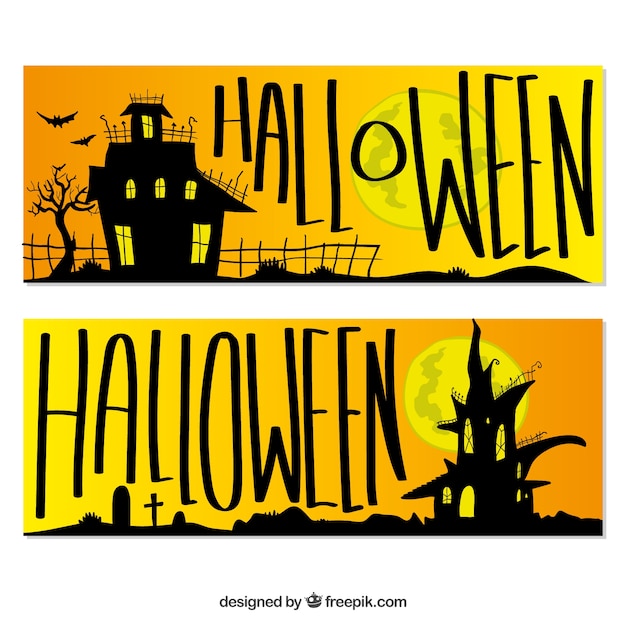 Yellow halloween banners