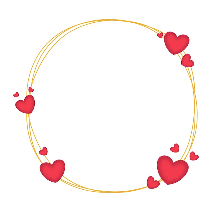 Free Vector yellow hand drawn circles hearts frame