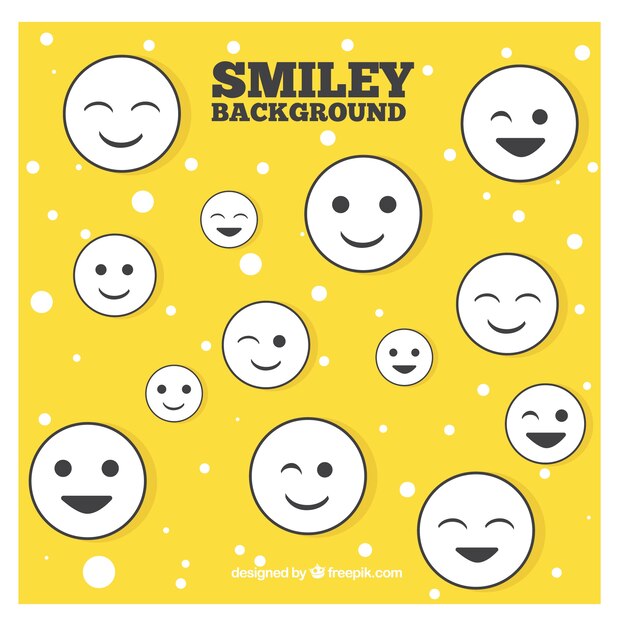 Yellow hand drawn emoticons background
