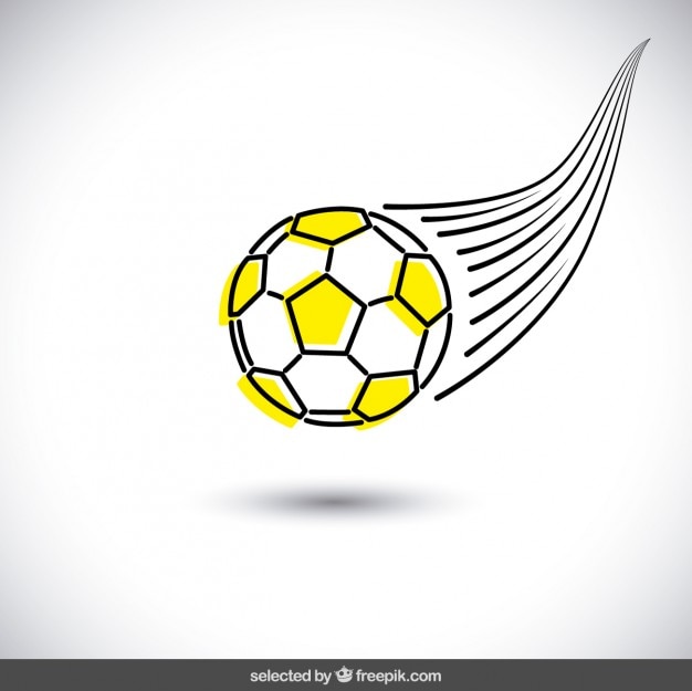 Giallo pallone da calcio disegnato a mano