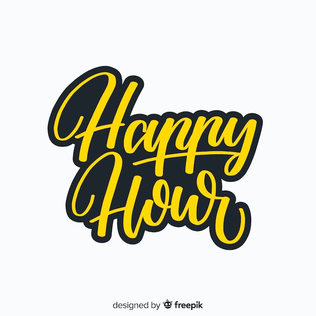 Yellow happy hour lettering