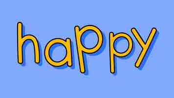 Free vector yellow happy typography on a blue background vector