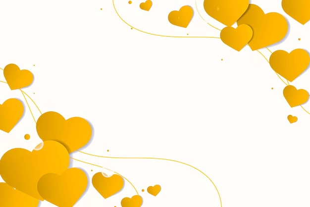 Vettore gratuito vettore di sfondo del bordo del cuore giallo