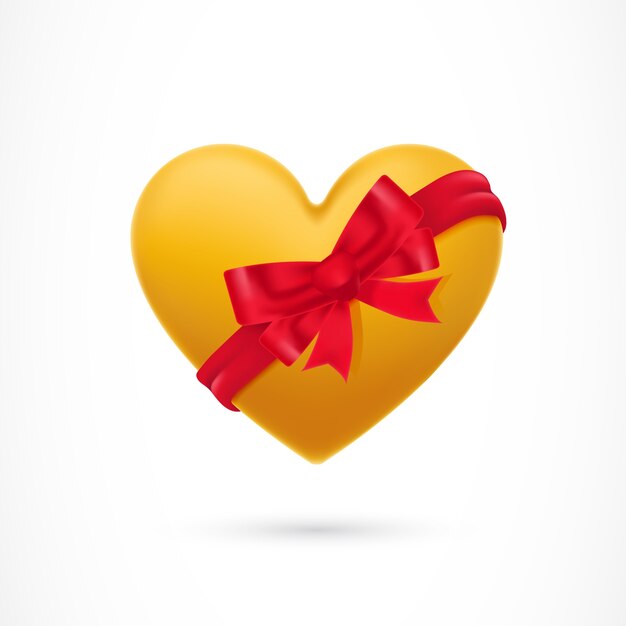 Yellow heart covered with ribbon