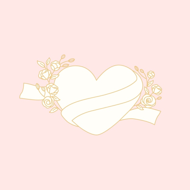 Free vector yellow heart doodle on a pink background vector