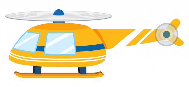 A yellow helicopter on white background