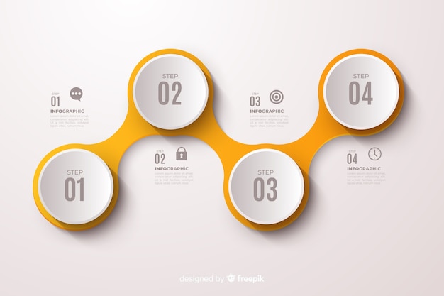 Infografica passaggi gialli design piatto