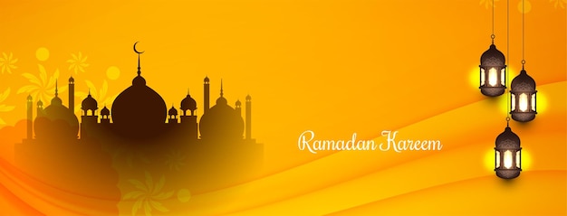 Yellow islamic Ramadan Kareem festival banner