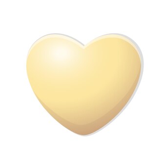 Yellow isolated heart, vector, volumetric shape, summer sticker