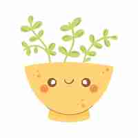 Free vector yellow kawaii plant pot