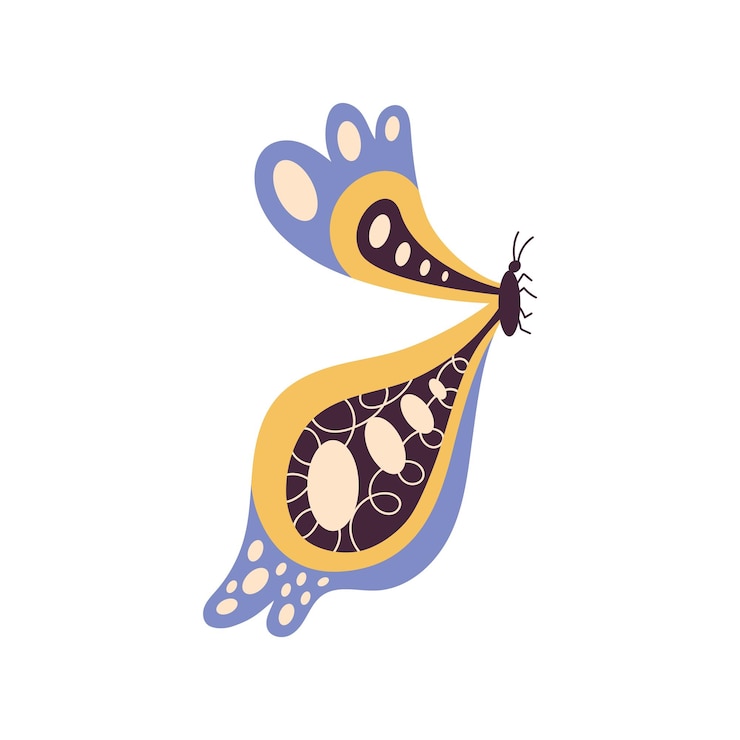 Free Vector yellow and lilac butterfly