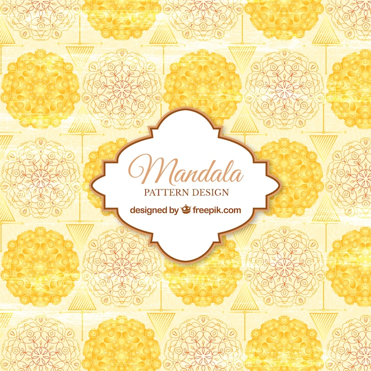 Free Vector yellow mandala pattern background