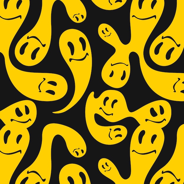 Vettore gratuito modello di modello emoticon giallo fuso e distorto