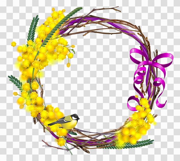 ミモザ植物画 無料のベクター