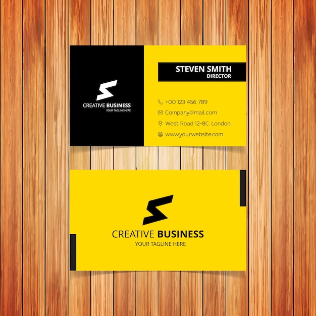 Yellow minimal letter s business card