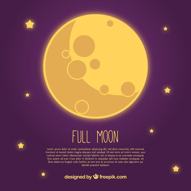 Бесплатное векторное изображение Желтая луна фон со звездами