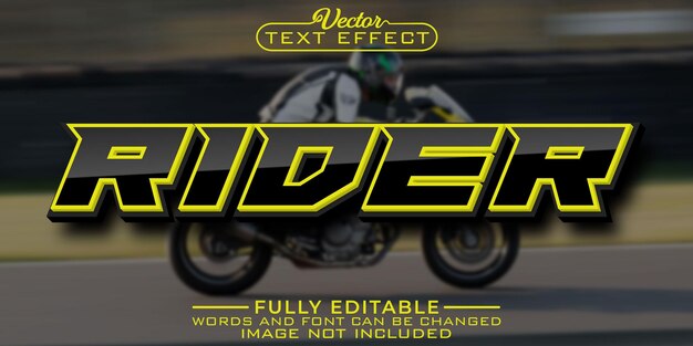 Yellow motorcycle rider editable text effect template