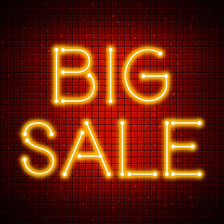 Free Vector yellow neon big sale sign