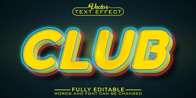 Yellow neon club editable text effect template