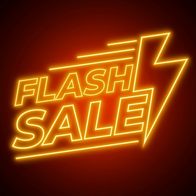 Yellow neon flash sale sign