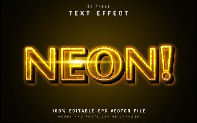 Yellow neon text effect editable