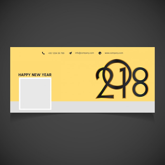 Yellow new year 2018 facebook cover