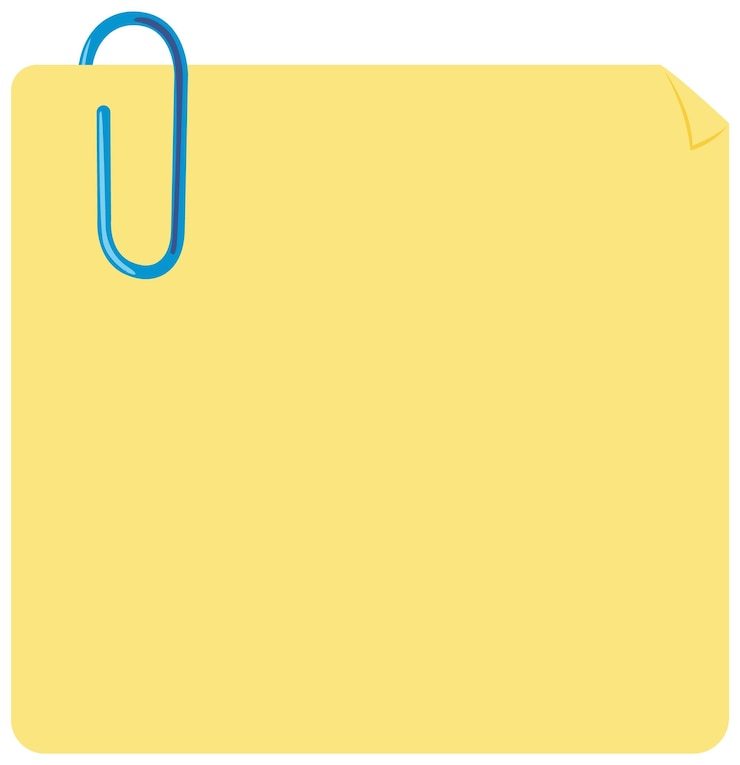 मुफ़्त वेक्टर yellow note with blue paperclip