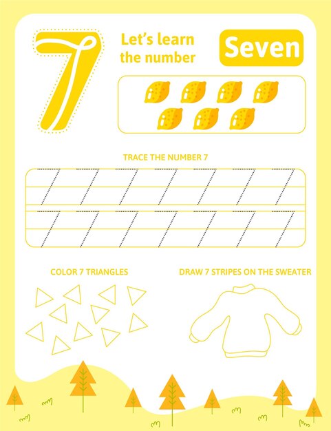 Yellow number seven worksheet