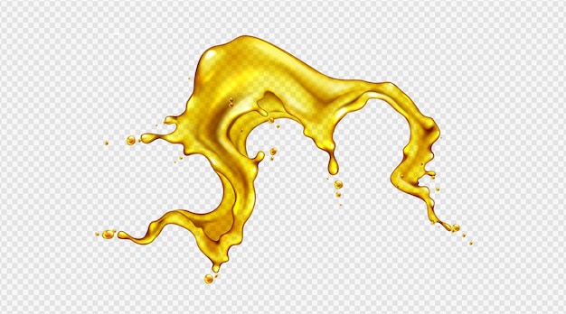 Yellow oil splash isolated Realistic beer swirl