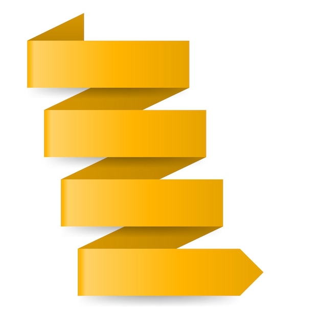 Yellow paper arrow in zigzag shape on white background