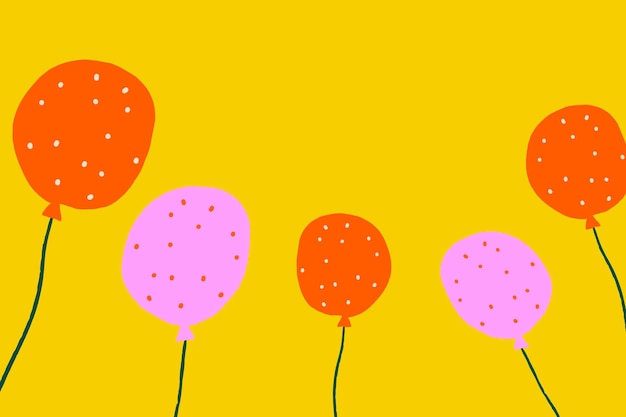 Free vector yellow party balloons background  in birthday theme