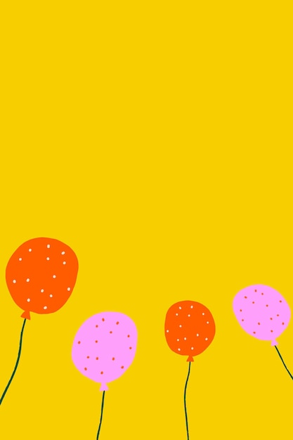 Free vector yellow party balloons background vector in birthday theme