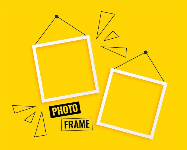 Yellow photo frames background design