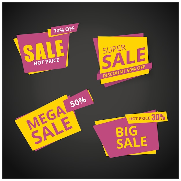 Yellow and pink sale banner collection