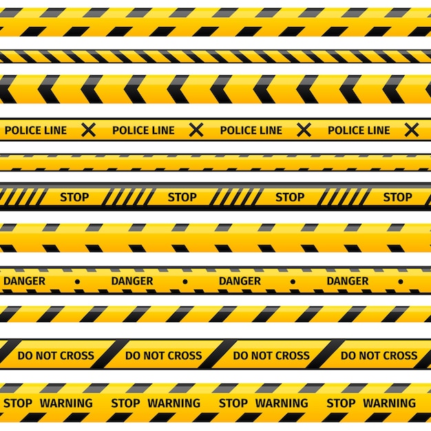 Free vector yellow plastic caution tapes or warning tapes set.