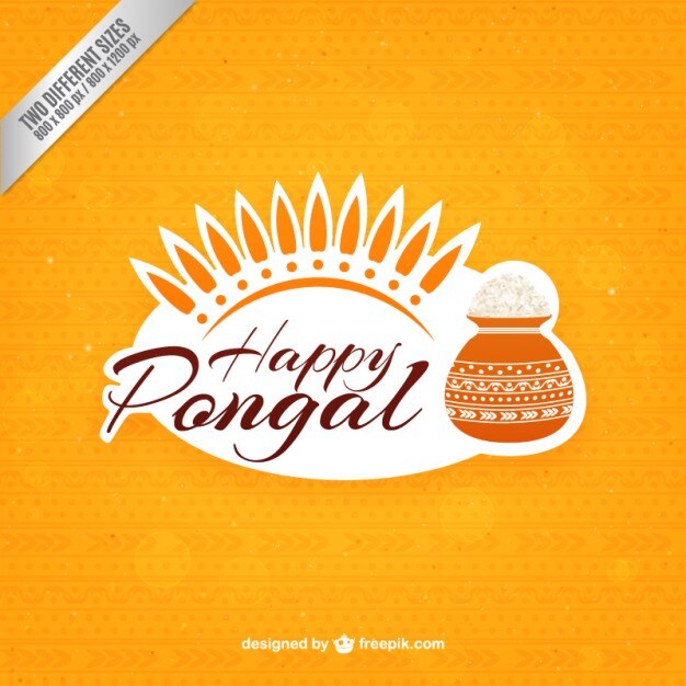 무료 Vector 밥 냄비와 노란 pongal 배경