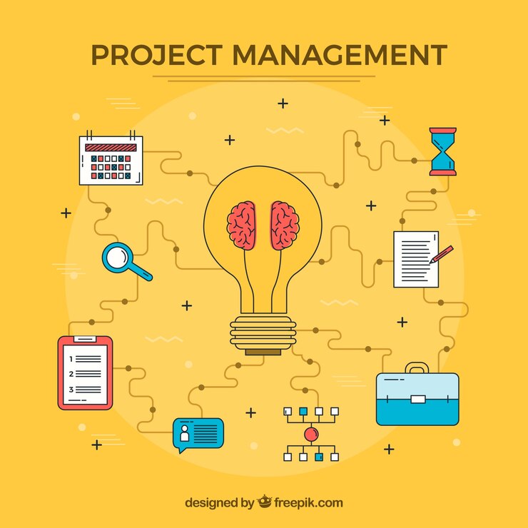 Free Vector yellow project management concept in flat style