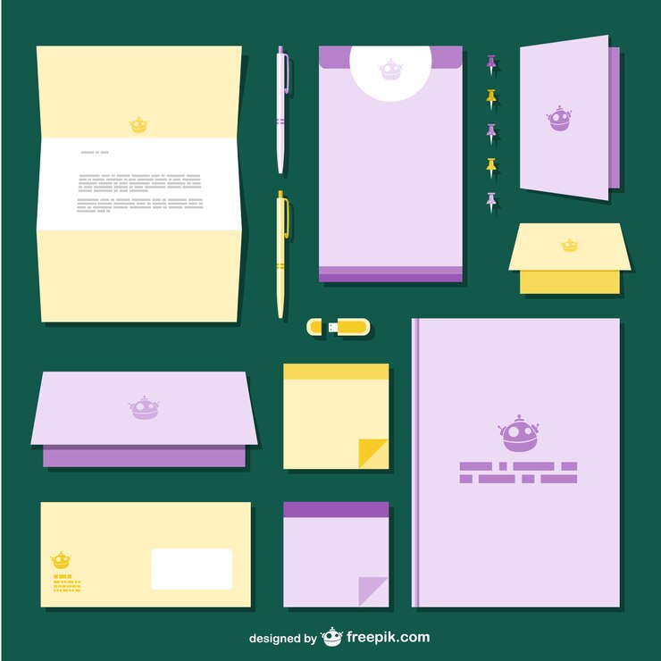 Free Vector yellow and purple branding pack