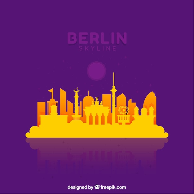 Yellow and purple skyline of berlin