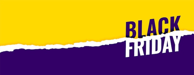 Yellow and purple torn paper style black friday banner